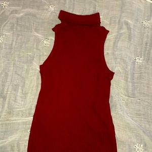 Red Bodycon Turtleneck Dress M